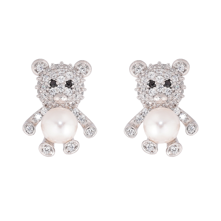 Сережки Xuping колір Родій пусети "Ведмедики з інкрустацією кристалами та перлинами" фото №9 Сережки Xuping колір Родій пусети "Ведмедики з інкрустацією кристалами та перлинами" фото №9