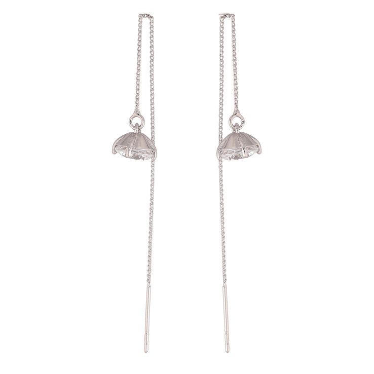 Сережки Xuping колір Родій протяжки "Кристали на ланцюжках" ø 7мм фото №17