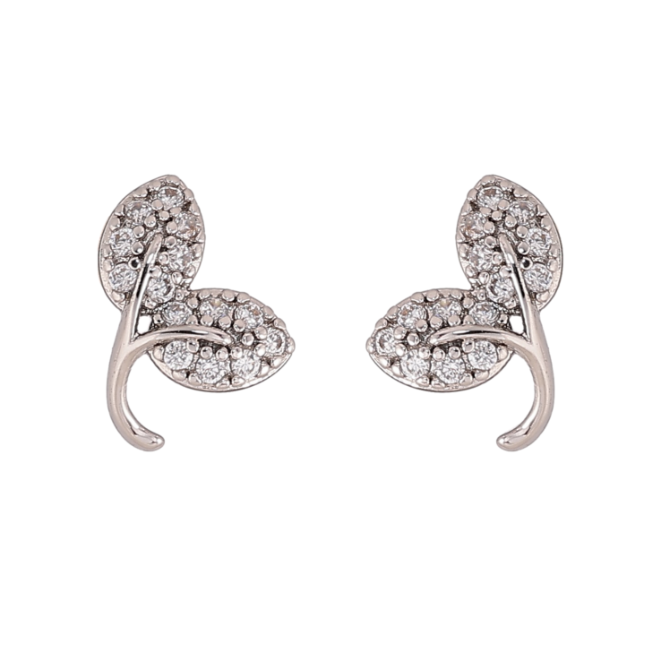 Серьги Xuping цвет Родий пусеты "Листики" фото №4