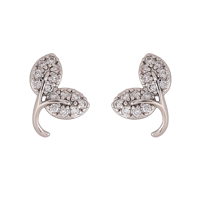 Сережки Xuping колір Родій пусети "Листочки" фото №1