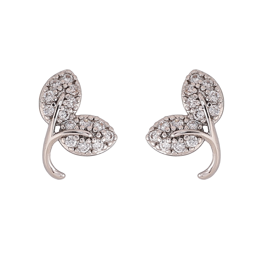 Серьги Xuping цвет Родий пусеты "Листики" фото №1