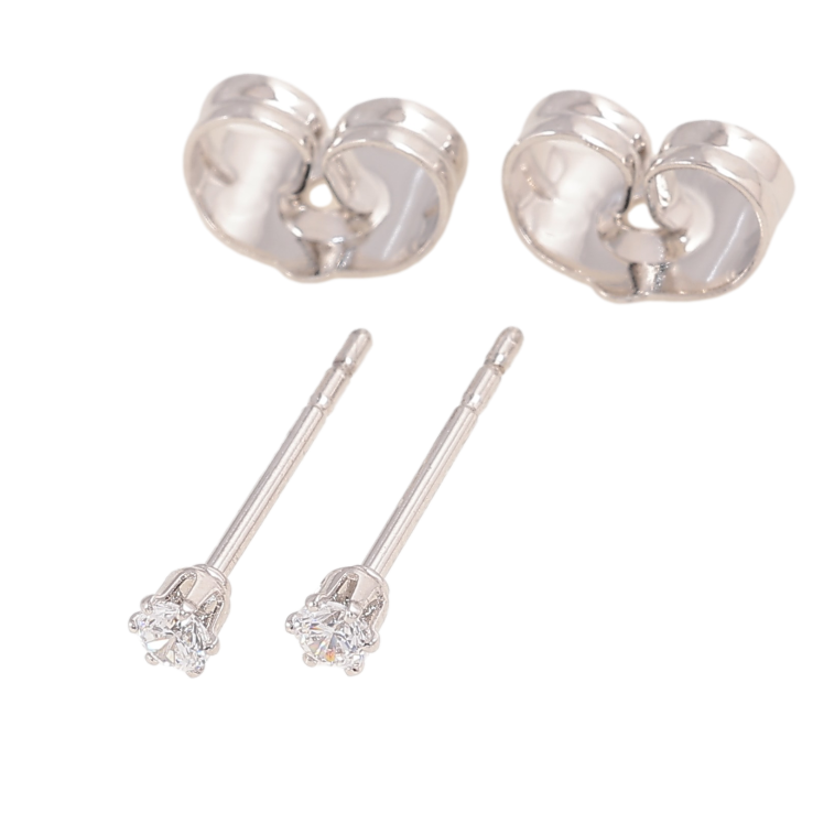 Серьги Xuping цвет Родий пусеты "Кристаллы в 6-ти крапановой оправе" ø 2мм фото №3