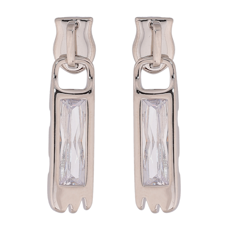 Сережки Xuping колір Родій пусети "Бігунки з кристалами" фото №3