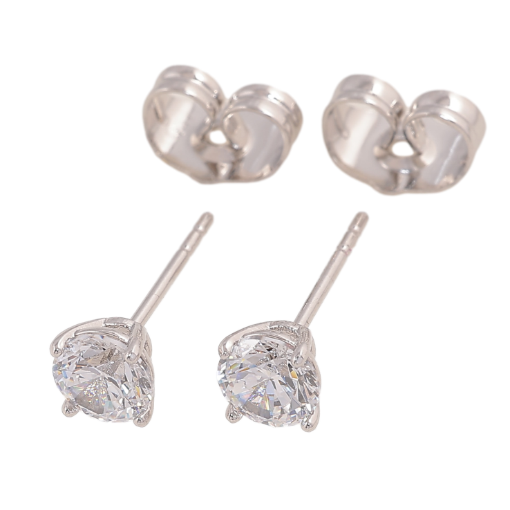 Серьги Xuping цвет Родий пусеты "Кристаллы в 4-х крапановой оправе" ø 5мм фото №6