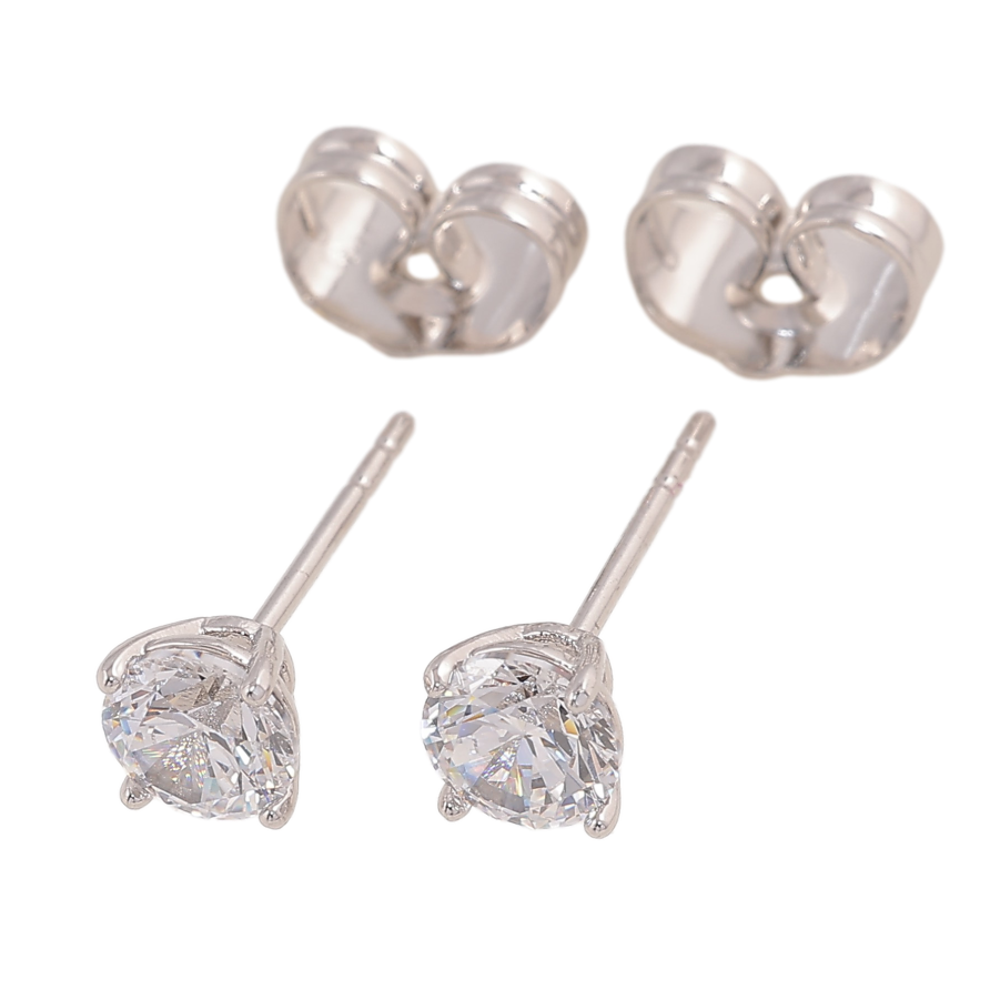 Серьги Xuping цвет Родий пусеты "Кристаллы в 4-х крапановой оправе" ø 5мм фото №1