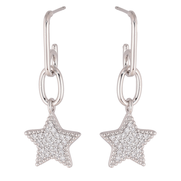 Серьги Xuping цвет Родий пусеты "Подвески с звездами" фото №6