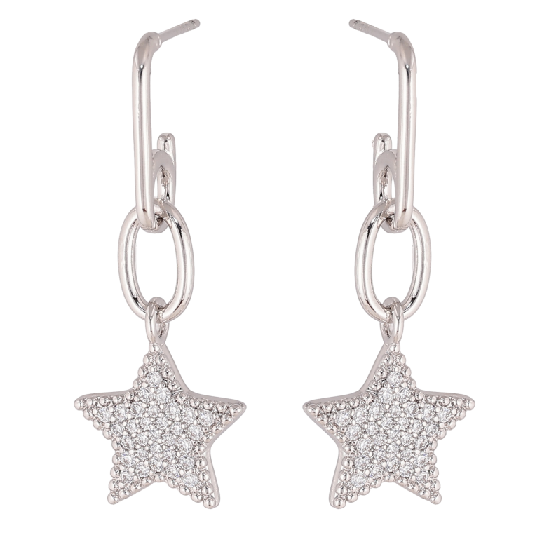 Серьги Xuping цвет Родий пусеты "Подвески с звездами" фото №10