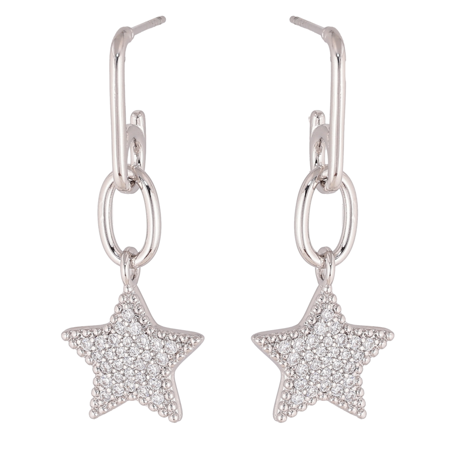 Серьги Xuping цвет Родий пусеты "Подвески с звездами" фото №1
