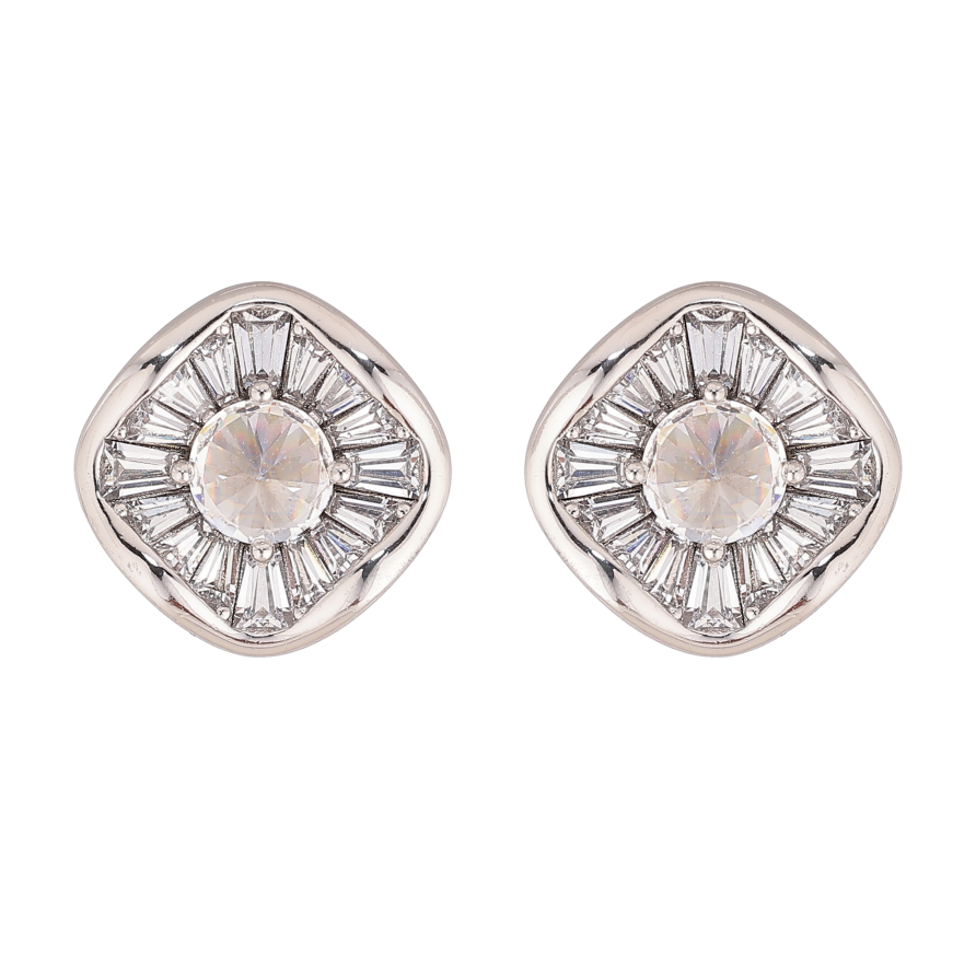 Серьги Xuping цвет Родий пусеты "Узор с кристаллами" фото №1