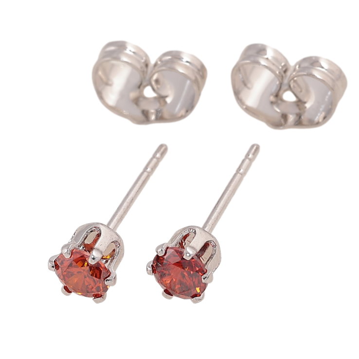 Серьги Xuping цвет Родий пусеты "Красные кристаллы в 6-ти крапановой оправе" ø 4мм фото №23