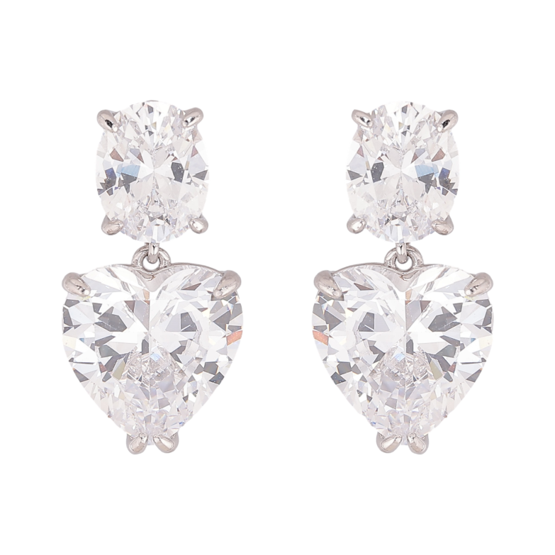 Сережки Xuping колір Родій пусети "Кристальні підвіски" фото №1