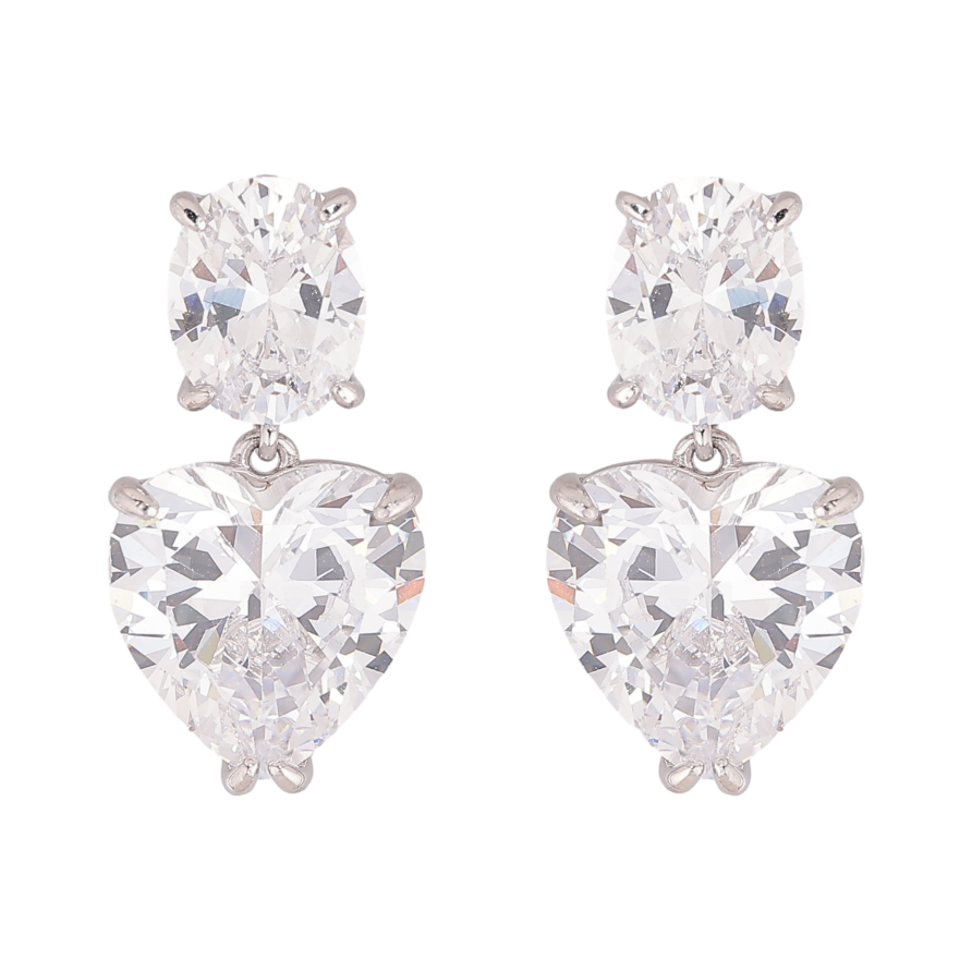 Сережки Xuping колір Родій пусети "Кристальні підвіски" фото №1