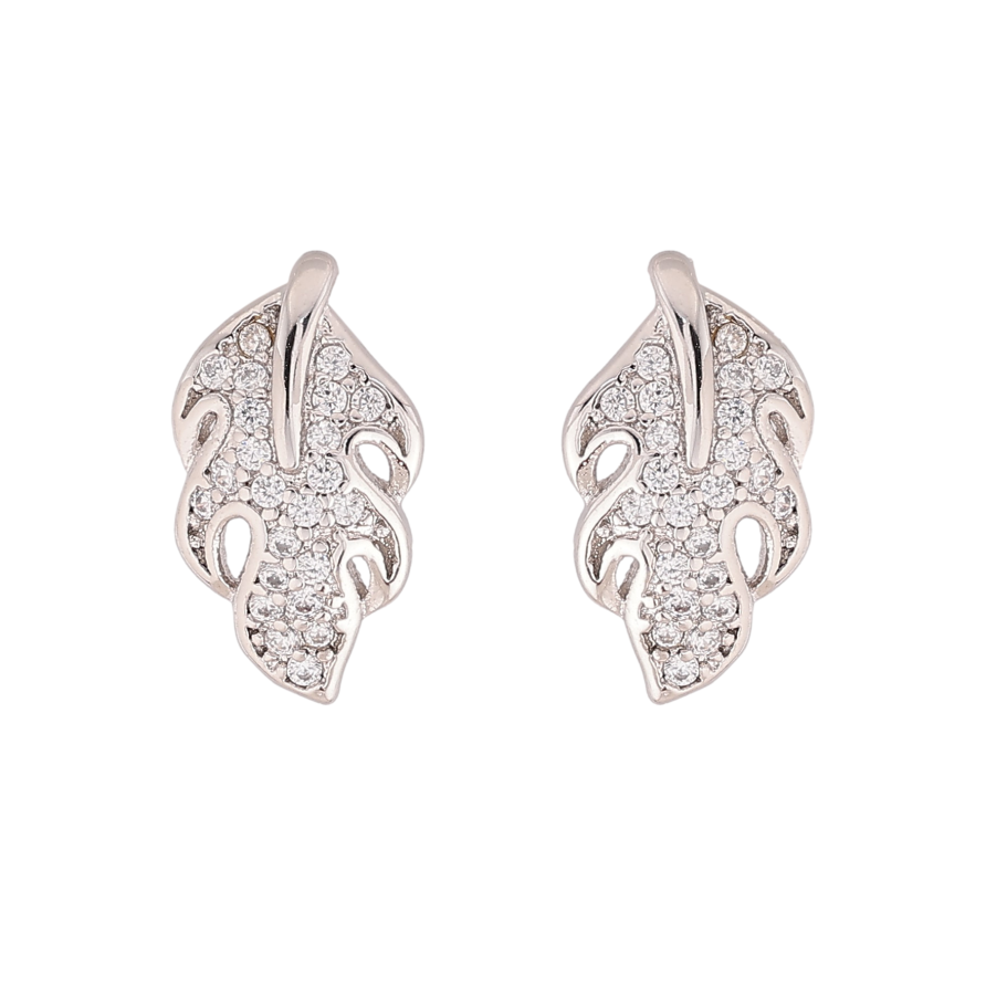 Сережки Xuping колір Родій пусети "Листочки з кристалами" фото №1 Сережки Xuping колір Родій пусети "Листочки з кристалами" фото №1