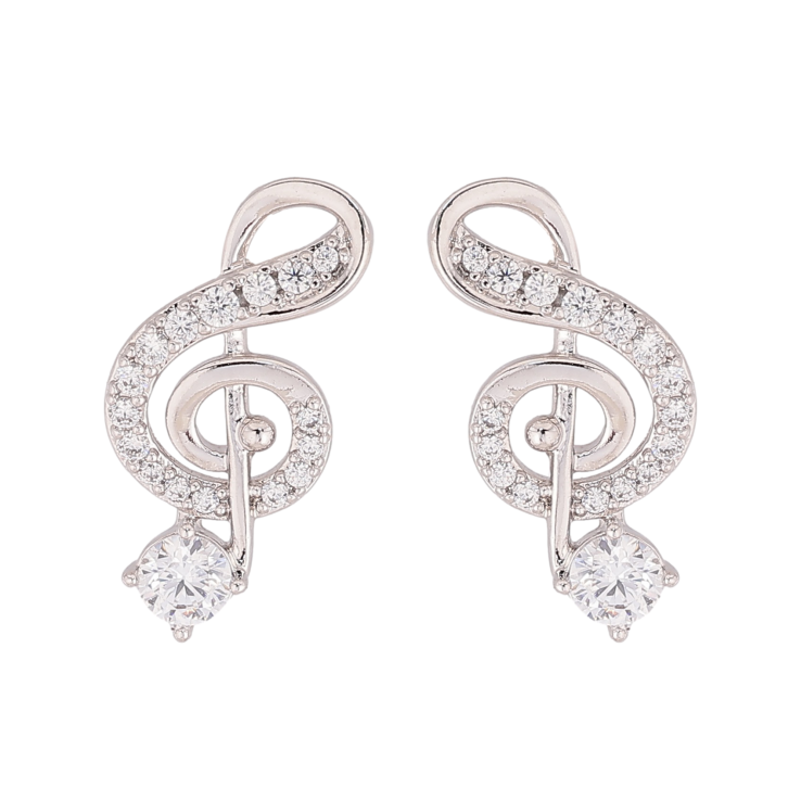 Сережки Xuping колір Родій пусети "Скрипковий ключ з кристалами" фото №23 Сережки Xuping колір Родій пусети "Скрипковий ключ з кристалами" фото №23