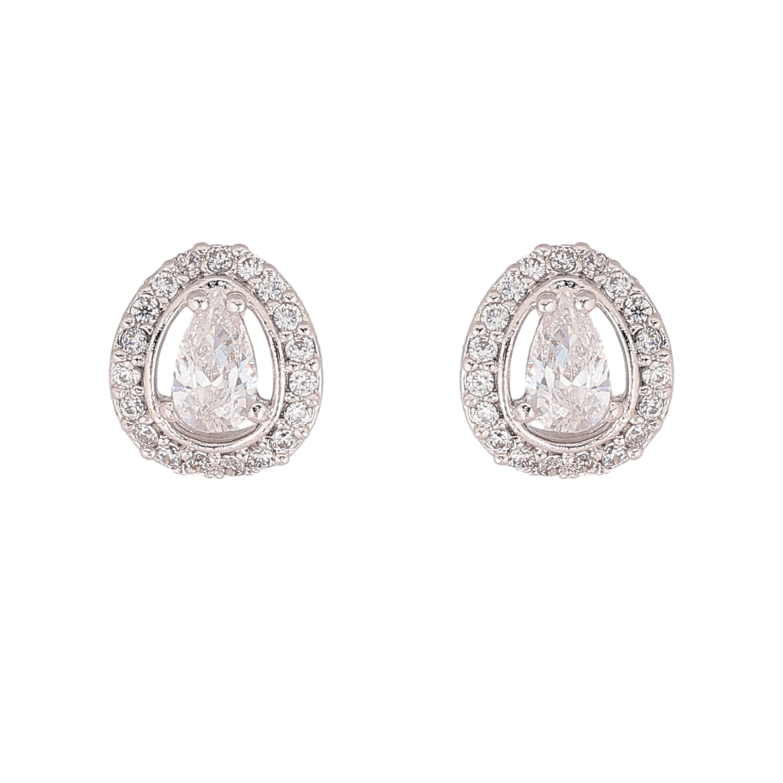 Сережки Xuping колір Родій пусети "Кристальні крапельки" фото №1