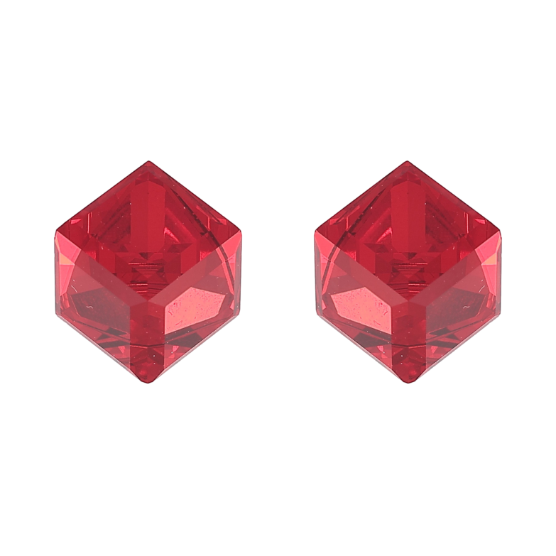 Серьги Xuping цвет Родий с кристаллами Swarovski пусеты "Кристальные кубики  Siam" 8х8мм фото №17