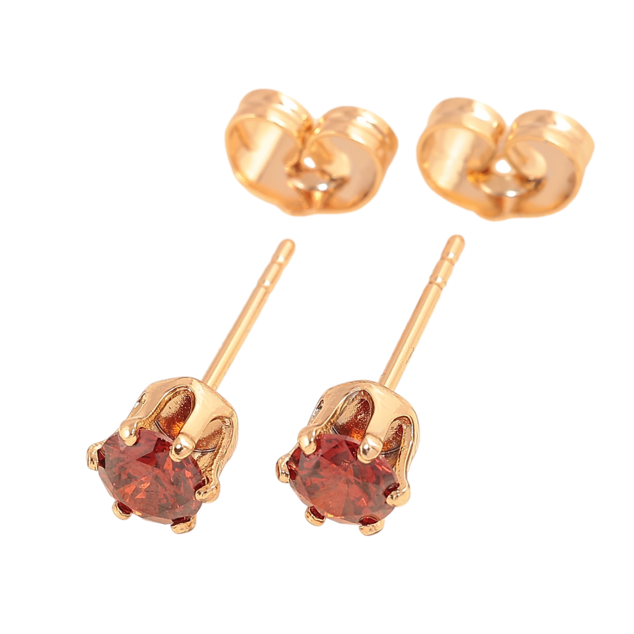 Серьги Xuping цвет позолота 18К пусеты красные кристаллы в 6-ти крапановой оправе ø 5мм фото №1 Серьги Xuping цвет позолота 18К пусеты красные кристаллы в 6-ти крапановой оправе ø 5мм фото №1