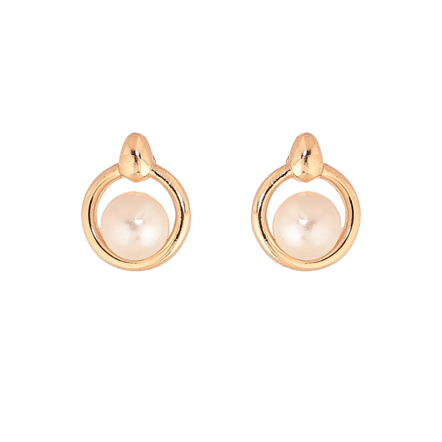 Сережки Xuping колір Позолота 18К пусети "Кільця з перлинами" фото №1 Сережки Xuping колір Позолота 18К пусети "Кільця з перлинами" фото №1