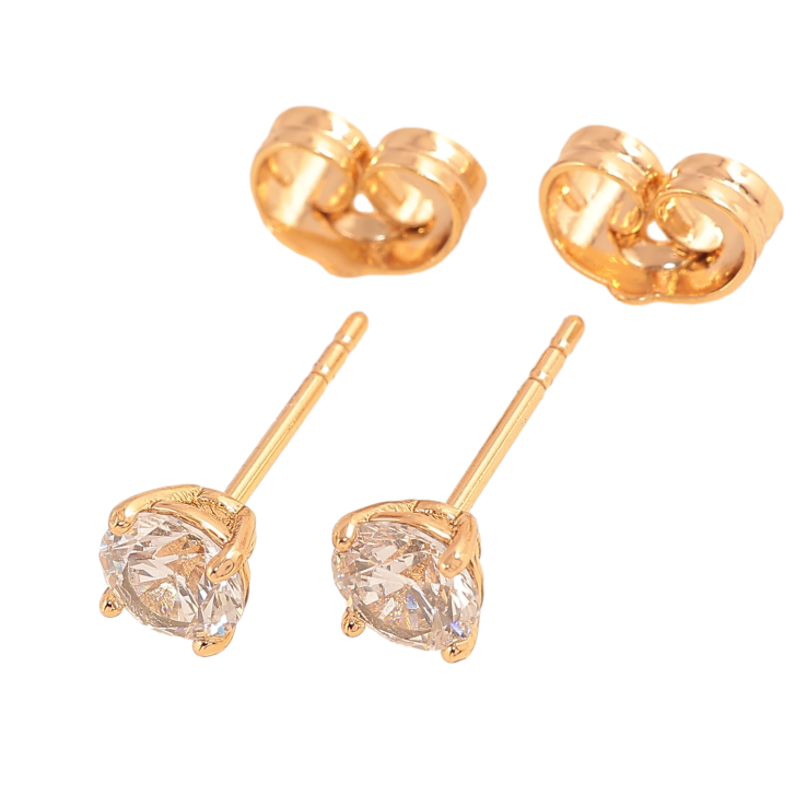 Серьги Xuping цвет позолота 18К пусеты кристаллы в 4-х крапановой оправе ø 5мм фото №2