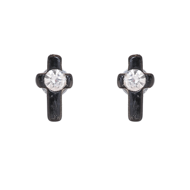 Сережки замок на магніті "Чорні хрестики з кристалом" фото №19 Сережки замок на магніті "Чорні хрестики з кристалом" фото №19