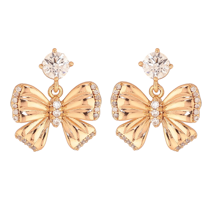 Серьги Xuping цвет Позолота 18К пусеты "Банты" фото №5