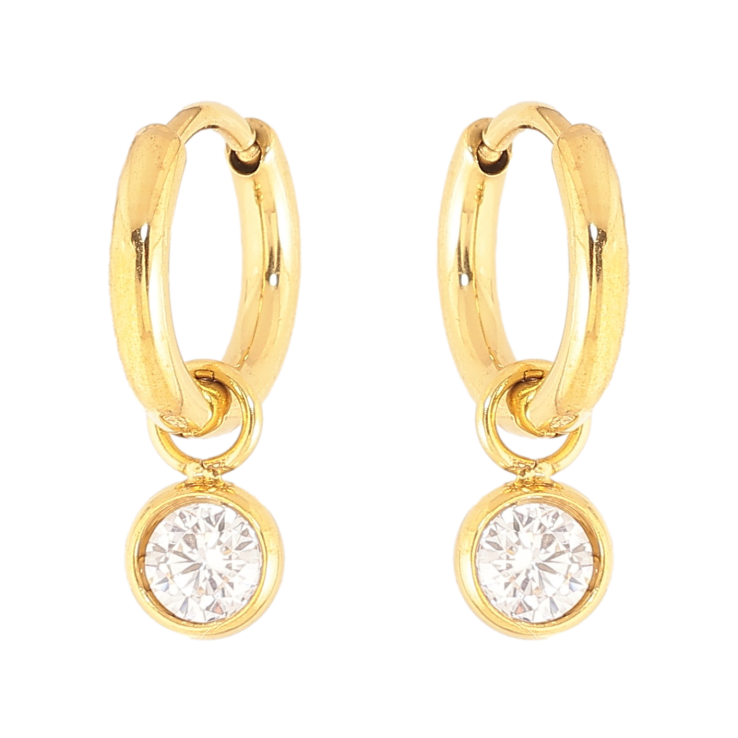 Сережки Нержавіюча сталь підвіски на колечках "Кристали" 2 в 1, ø 5мм фото №21