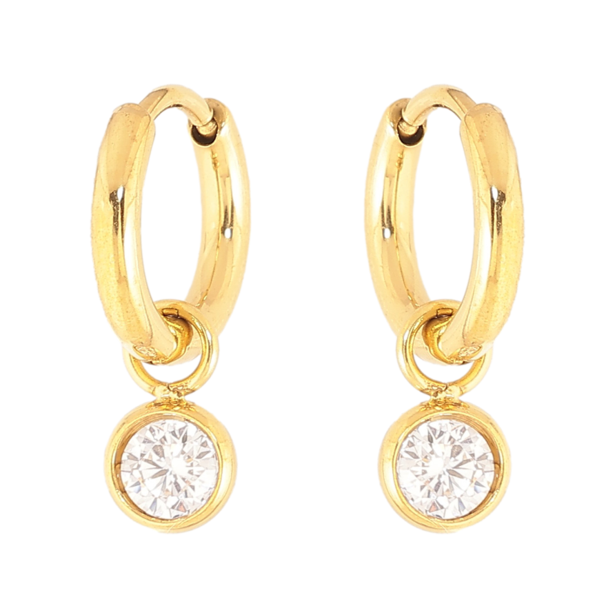 Серьги Нержавеющая сталь подвески на колечках "Кристаллы" 2 в 1, ø 5мм фото №1