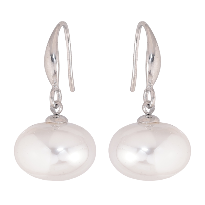 Сережки Нержавіюча сталь французький замок "Перлини" ø 15мм фото №1