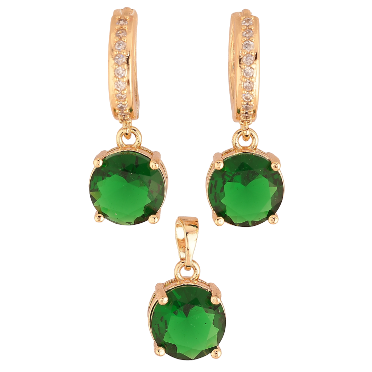 Набір Xuping M&L колір 18K Сережки Кулон "Зелені кристали" ø 10мм фото №11 Набір Xuping M&L колір 18K Сережки Кулон "Зелені кристали" ø 10мм фото №11