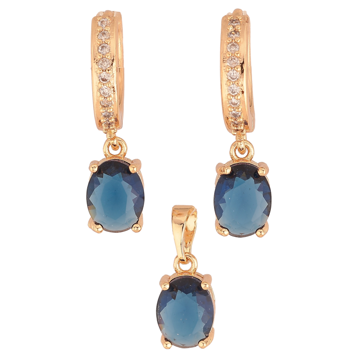 Набір Xuping M&L колір 18K Сережки Кулон "Сині кристали" 7х9мм фото №13 Набір Xuping M&L колір 18K Сережки Кулон "Сині кристали" 7х9мм фото №13