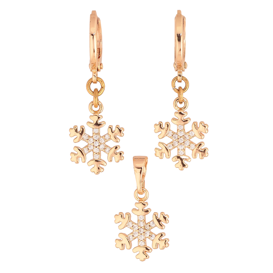 Набір Xuping M&L колір 18K Сережки Кулон "Сніжинки" фото №1