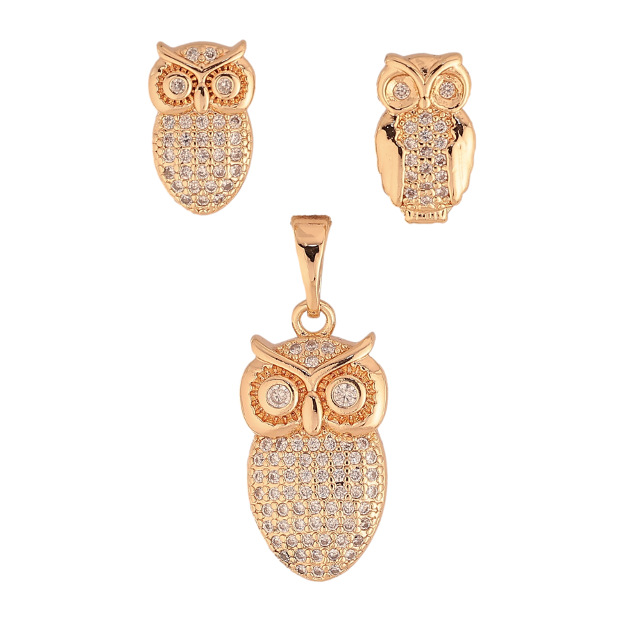 Набір Xuping M&L колір 18K Сережки Кулон "Сови" Уцінка! (Різні сови в пусетах) фото №1