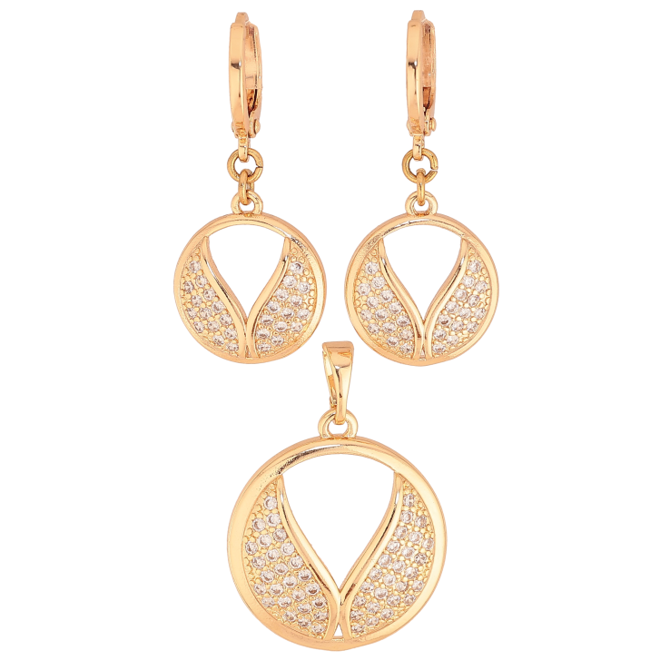 Набір Xuping M&L колір 18K Сережки Кулон "Круглі підвіски з кристалами" фото №7 Набір Xuping M&L колір 18K Сережки Кулон "Круглі підвіски з кристалами" фото №7