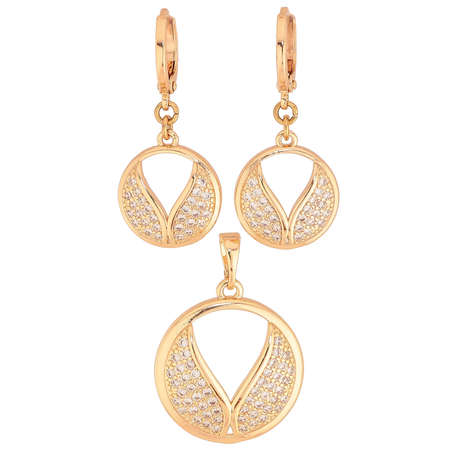 Набор Xuping M&L цвет 18K Серьги Кулон "Круглые подвески с кристаллами" фото №1 Набор Xuping M&L цвет 18K Серьги Кулон "Круглые подвески с кристаллами" фото №1