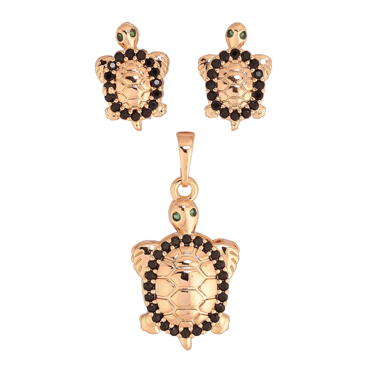 Набір Xuping M&L колір 18K Сережки Кулон "Черепахи з чорними кристалами" фото №17 Набір Xuping M&L колір 18K Сережки Кулон "Черепахи з чорними кристалами" фото №17