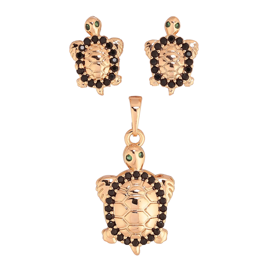 Набір Xuping M&L колір 18K Сережки Кулон "Черепахи з чорними кристалами" фото №1