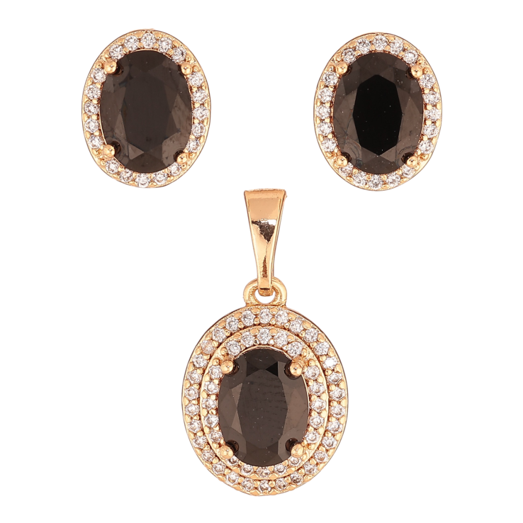 Набір Xuping колір Позолота 18K сережки кулон "Чорні кристали в обрамленні" фото №20 Набір Xuping колір Позолота 18K сережки кулон "Чорні кристали в обрамленні" фото №20