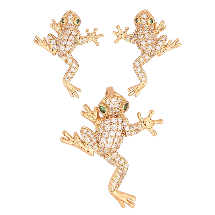 Набір Xuping колір Позолота 18K сережки кулон "Жабенята з інкрустацією кристалами" фото №25 Набір Xuping колір Позолота 18K сережки кулон "Жабенята з інкрустацією кристалами" фото №25