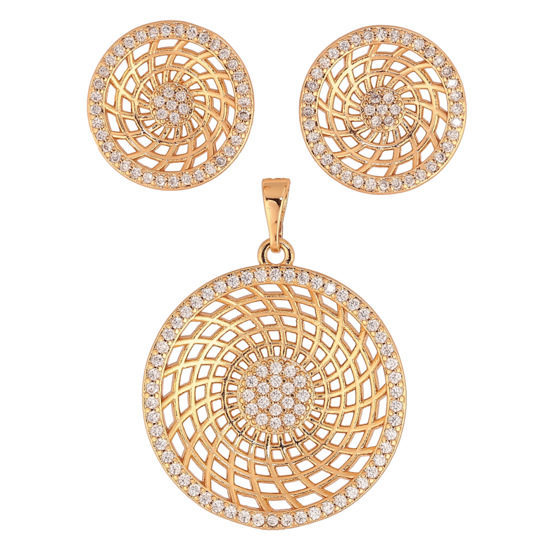 Набір Xuping колір Позолота 18K сережки кулон "Різні кола з кристалами" фото №1