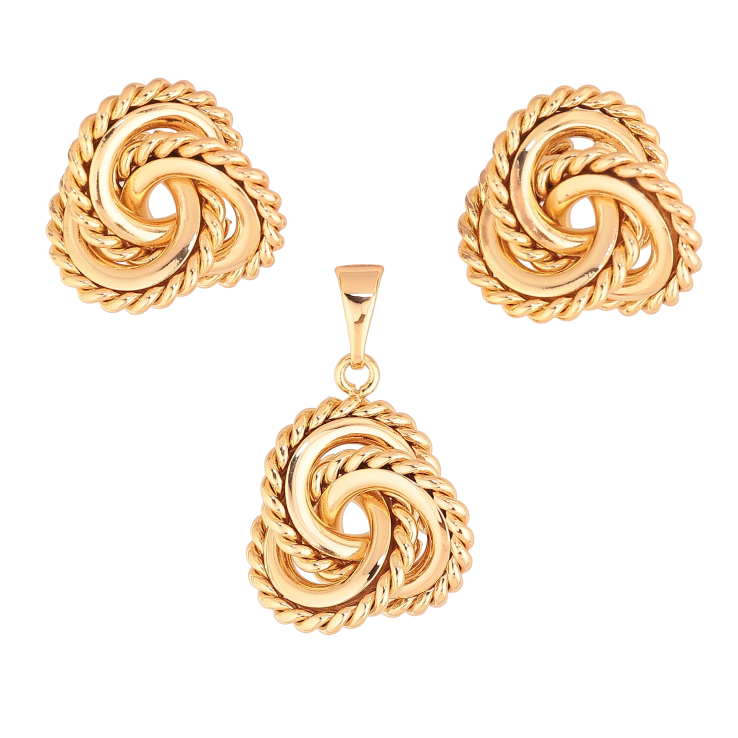 Набір Xuping колір Позолота 18K сережки кулон "Декоративний візерунок" фото №7 Набір Xuping колір Позолота 18K сережки кулон "Декоративний візерунок" фото №7