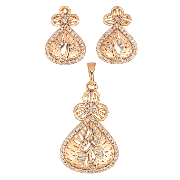 Набір Xuping колір Позолота 18K сережки кулон "Квітковий візерунок з кристалами" фото №11 Набір Xuping колір Позолота 18K сережки кулон "Квітковий візерунок з кристалами" фото №11