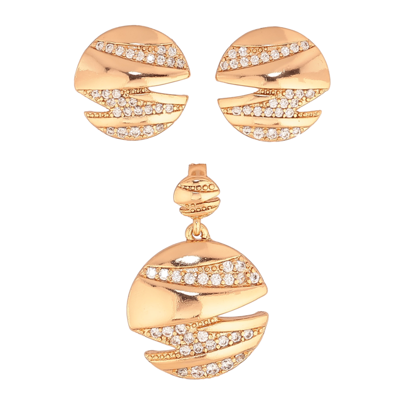 Набор Xuping цвет Позолота 18K серьги кулон "Узор с кристаллами" фото №1 Набор Xuping цвет Позолота 18K серьги кулон "Узор с кристаллами" фото №1