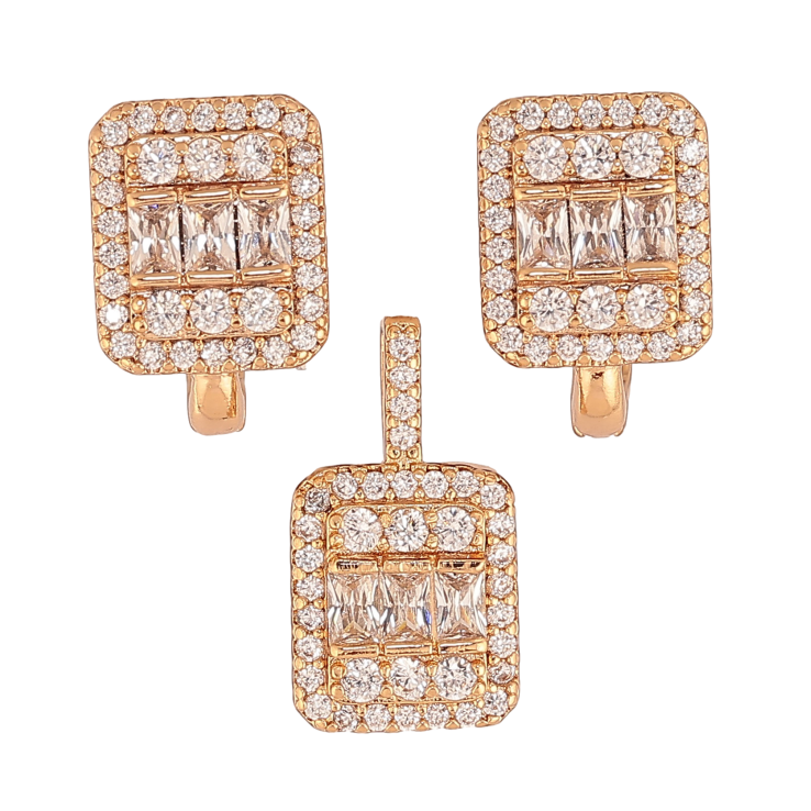 Набір Xuping колір Позолота 18K сережки кулон "Інкрустація кристалами" фото №12 Набір Xuping колір Позолота 18K сережки кулон "Інкрустація кристалами" фото №12