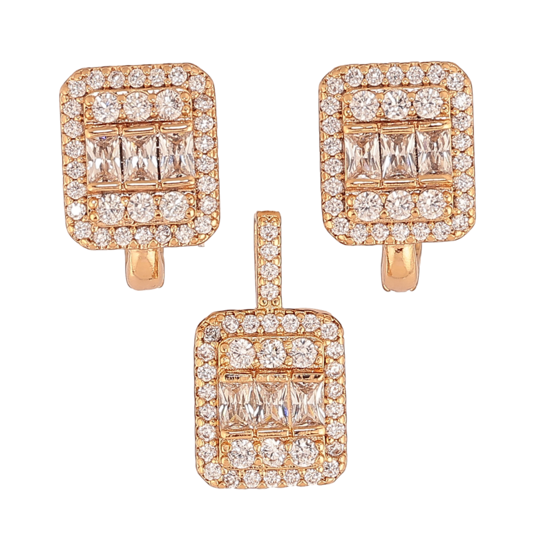 Набір Xuping колір Позолота 18K сережки кулон "Інкрустація кристалами" фото №1 Набір Xuping колір Позолота 18K сережки кулон "Інкрустація кристалами" фото №1