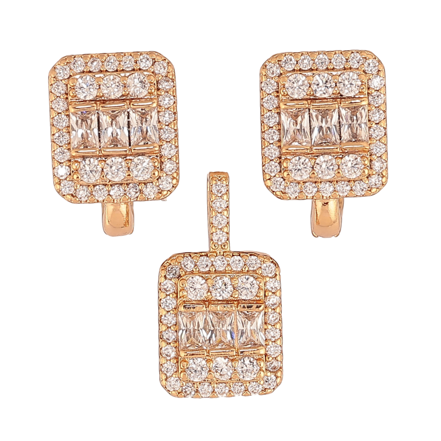 Набір Xuping колір Позолота 18K сережки кулон "Інкрустація кристалами" фото №1 Набір Xuping колір Позолота 18K сережки кулон "Інкрустація кристалами" фото №1