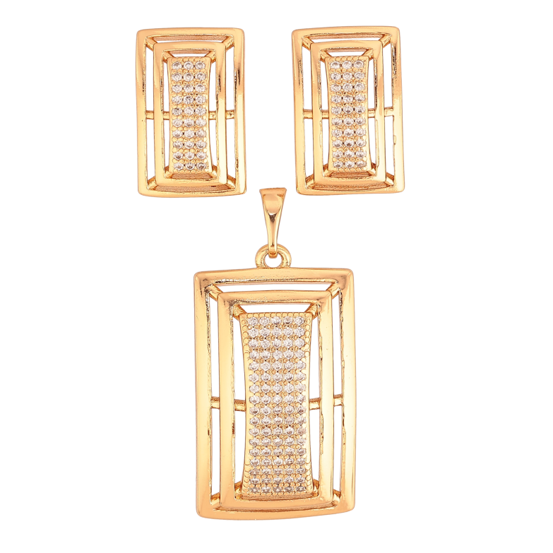 Набір Xuping колір Позолота 18K сережки кулон "Прямокутники з інкрустацією кристалами" фото №1