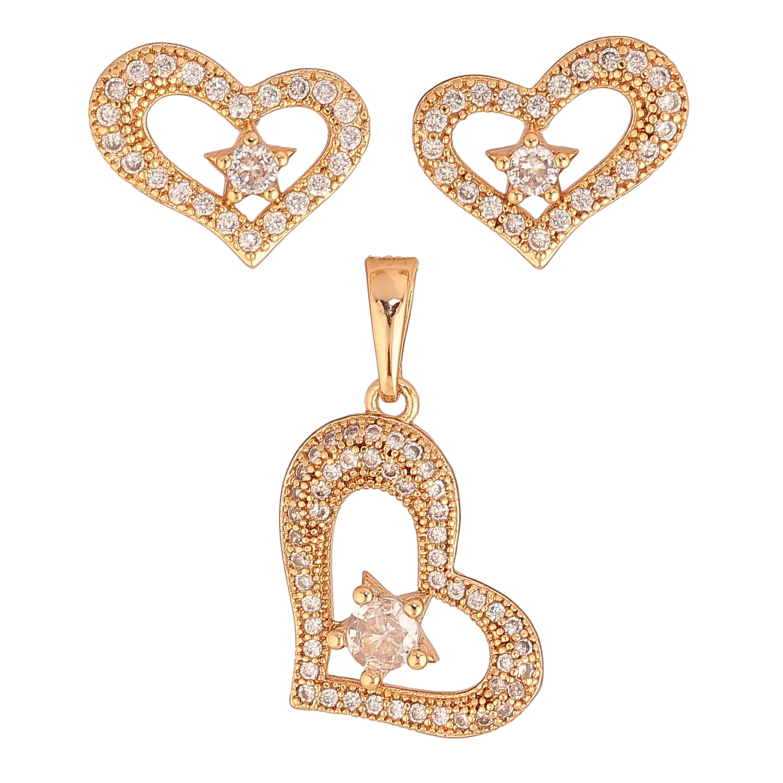 Набор Xuping цвет Позолота 18K серьги кулон "Сердечки с кристаллами" фото №1