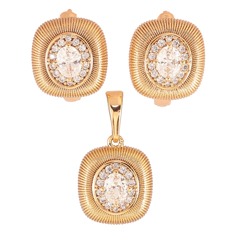 Набор Xuping цвет Позолота 18K серьги кулон "Узор с кристаллами" фото №1