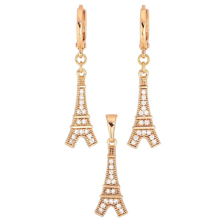 Набір Xuping колір Позолота 18K сережки кулон "Ейфелева вежа" фото №6 Набір Xuping колір Позолота 18K сережки кулон "Ейфелева вежа" фото №6