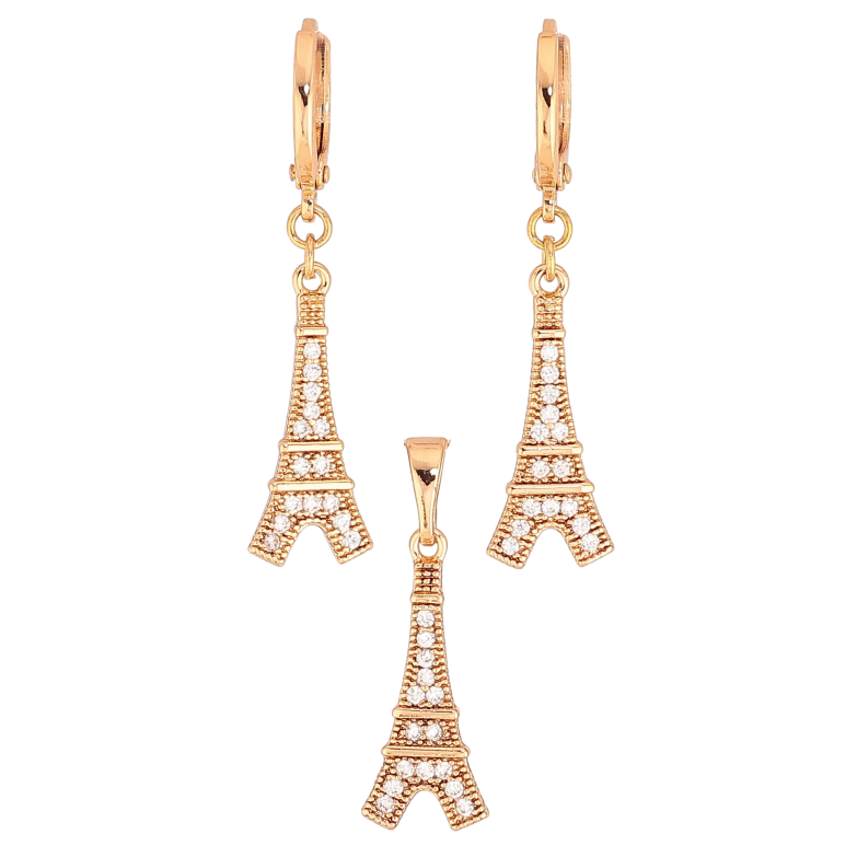 Набір Xuping колір Позолота 18K сережки кулон "Ейфелева вежа" фото №1